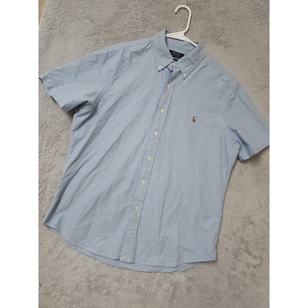 Polo Ralph Lauren Shirt Mens Large Iconic Flesh Pony Chambray Oxford Light Blue